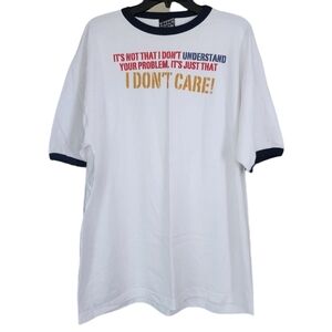 NWOT Y2K 2005‎ Top Heavy "I Don't Care" White T-shirt Men's XL